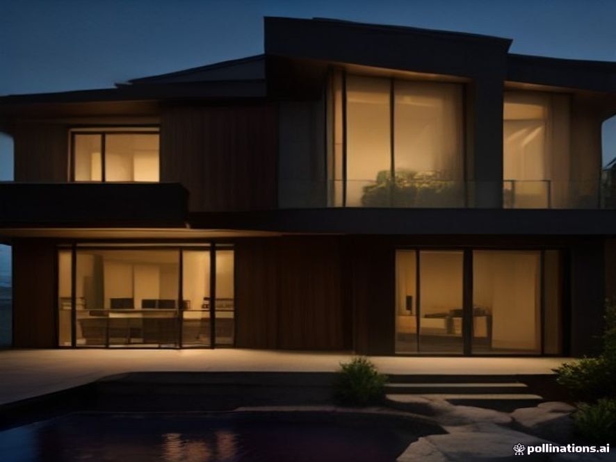 modern house front design featuring natural stone cladding, a water feature and black window frames